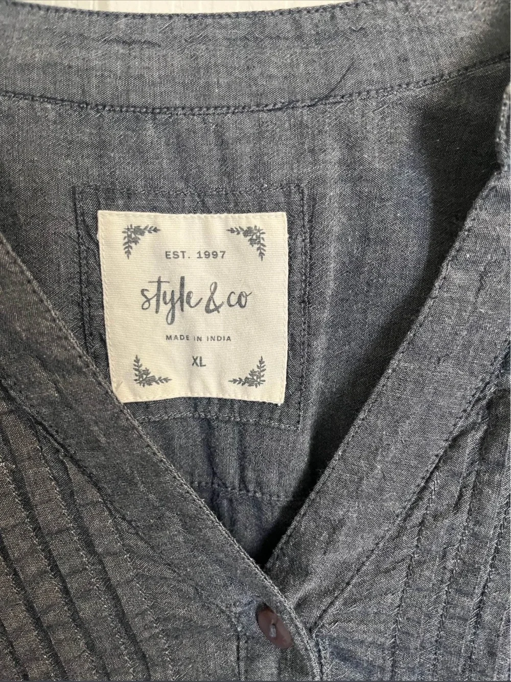 Style & Co. Indigo Blue Embroidered Peasant Tunic - Picture 3 of 10